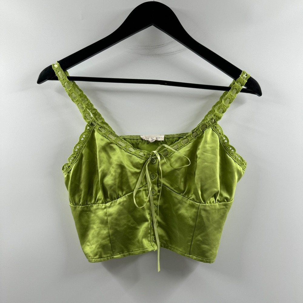 PacSun LA Hearts Green Satin Tank Top – Size Small